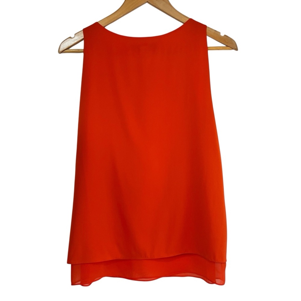 Diane Von Furstenburg silk blend sleeveless orange top Sz M excellent condition - Picture 6 of 11